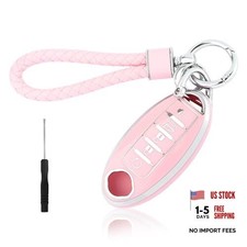5 Button Key Fob Cover with Key Chain,TPU Car Key Cover for All For Nissan