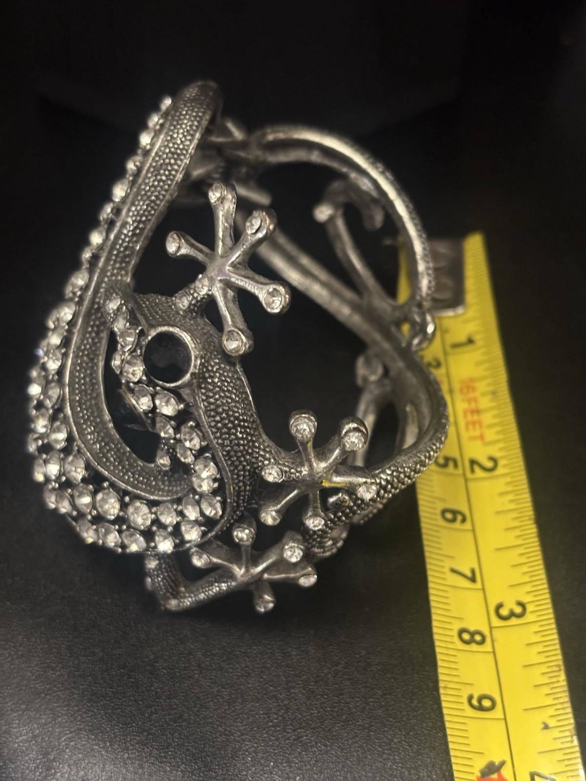 Hinged Cuff Bangle Bracelet Rhinestone Crystals G… - image 14