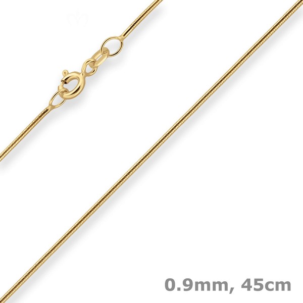 0,9Mm Schlangenkette Goldkette Collier Halskette Aus 375 Gold Gelbgold 45Cm-image