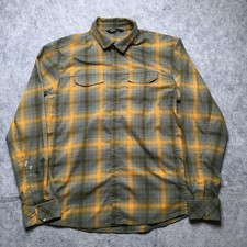 Arc'teryx Gryson Shirt Mens XL Green Yellow Plaid Flannel Long Sleeve Hike Snap
