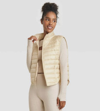Women's Zipper Puffer Vest Poplin Lightweight Stand Up Collar SIZE XL 432-1