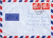 BH GOLDPATH: Germany cover 1987 to USA airmail BH013_P27