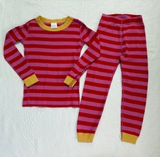 Hanna Andersson Striped Pajamas Set Long Sleeve Pants Pink Red Size 110 5 EUC