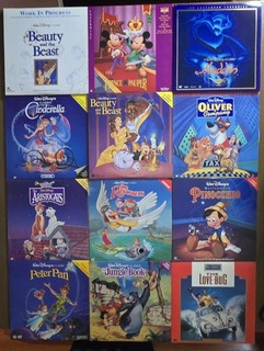 12 Disney Laserdiscs Aristocats Alladin Cinderella Rescuers and more!