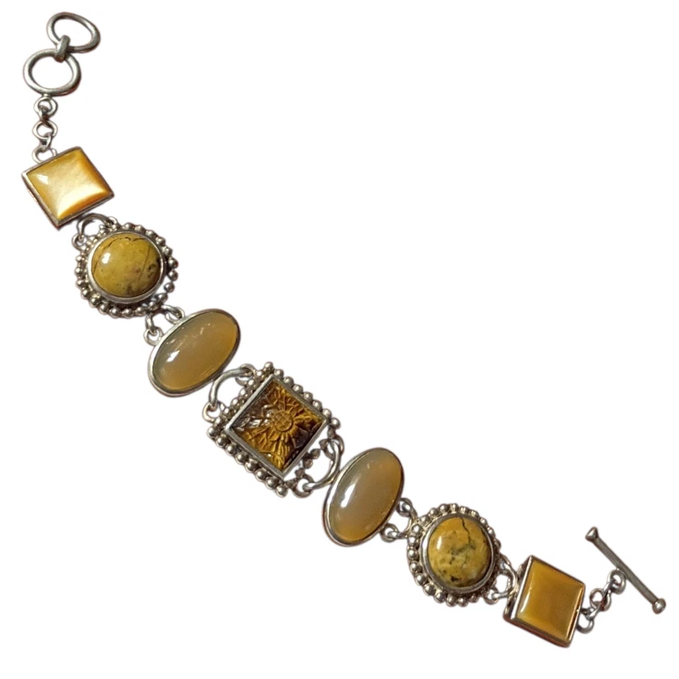 Pulsera estética WHITNEY KELLY 925 plata ojo de tigre jaspe y multipiedra Foto 2 de 4