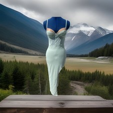 SHEIN Mint Green Long Short Dress Adjust. Straps Sequins Formal Stretchy sz 4