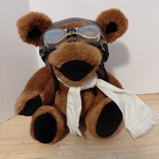 1990 Grateful Dead Bear with Tag Jointed Brown Aviator Pilot Liquid Blue