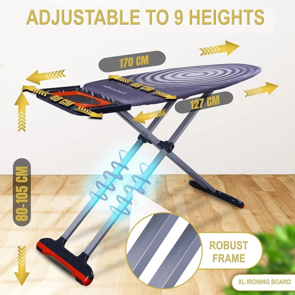 Extra Wide XL Surface Ironing Board 127x46cm | Steam Unit Holder, Non-Slip Feet. - Image 4 of 4
