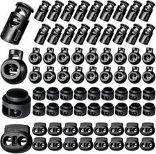 160 Pcs Plastic Cord Locks, Single Double Hole Spring Stop Toggle Stoppers for D
