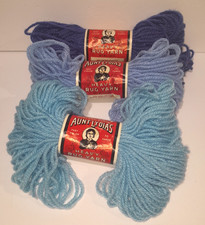 Aunt Lydias Heavy Rug Yarn Lot 3 Blue 70 Yds Skein Trevira Polyester Vtg