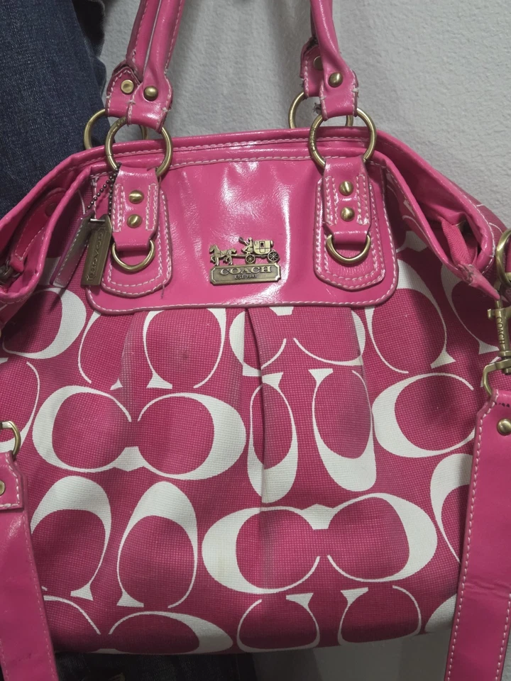 Bolso de hombro COACH Madison Signature C Hott rosa Lindsey  Foto 4 de 4