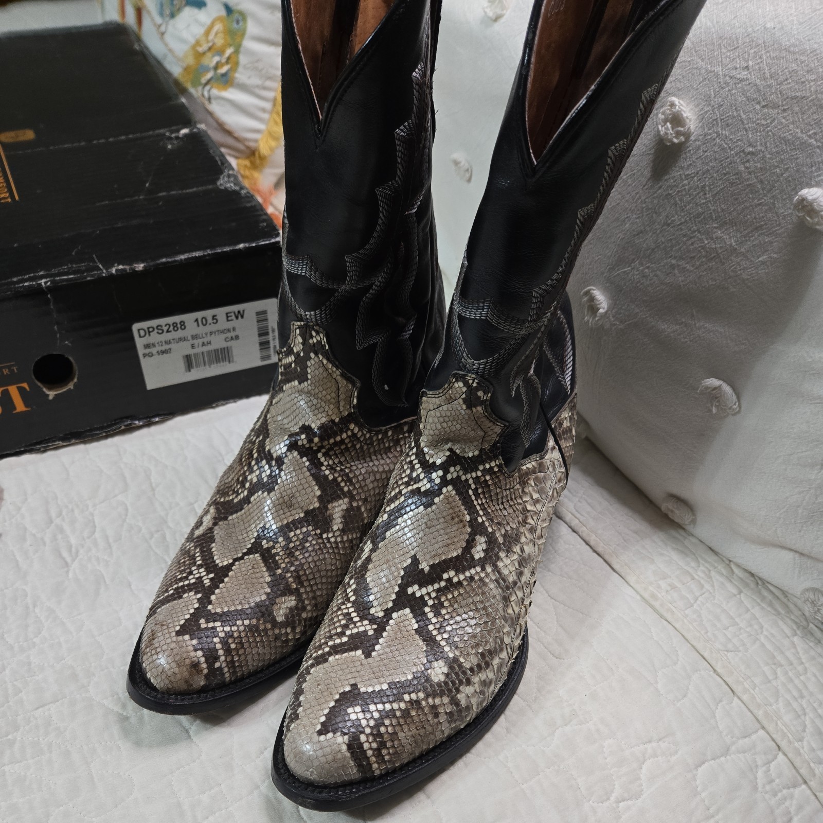 🤠 RARE Dan Post GENUINE PYTHON Belly Snakeskin B… - image 3