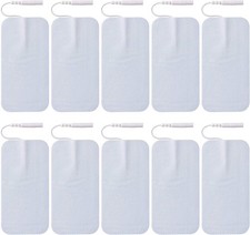 10pcs Large TENS Electrode Pads 2x4in Reusable Self-Adhesive 2mm Connector