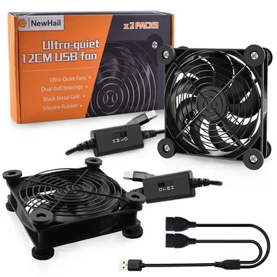 2PCS 120mm USB Ventilateurs Ultra-silencieux, 5V USB Ventilateur - Photo 1/4