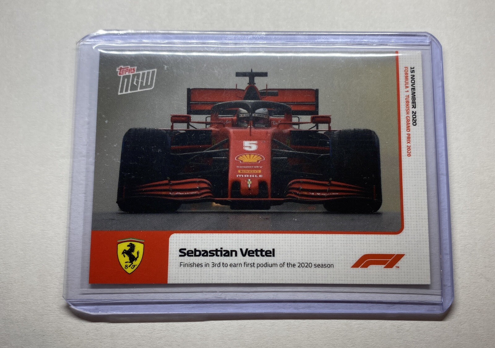 Sebastian Vettel 2020 Topps Now Formula 1 - Card #15: Ferrari Finishes 3rd