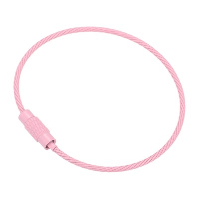 6 wire length dece cable keychains, 5 keychains light pink