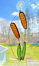 Vintage Sun Catcher-Stained Glass Cat Tail