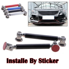 Black Adjustable Front Bumper Splitter Strut Rod Tie Support Bar Spoiler - 10cm