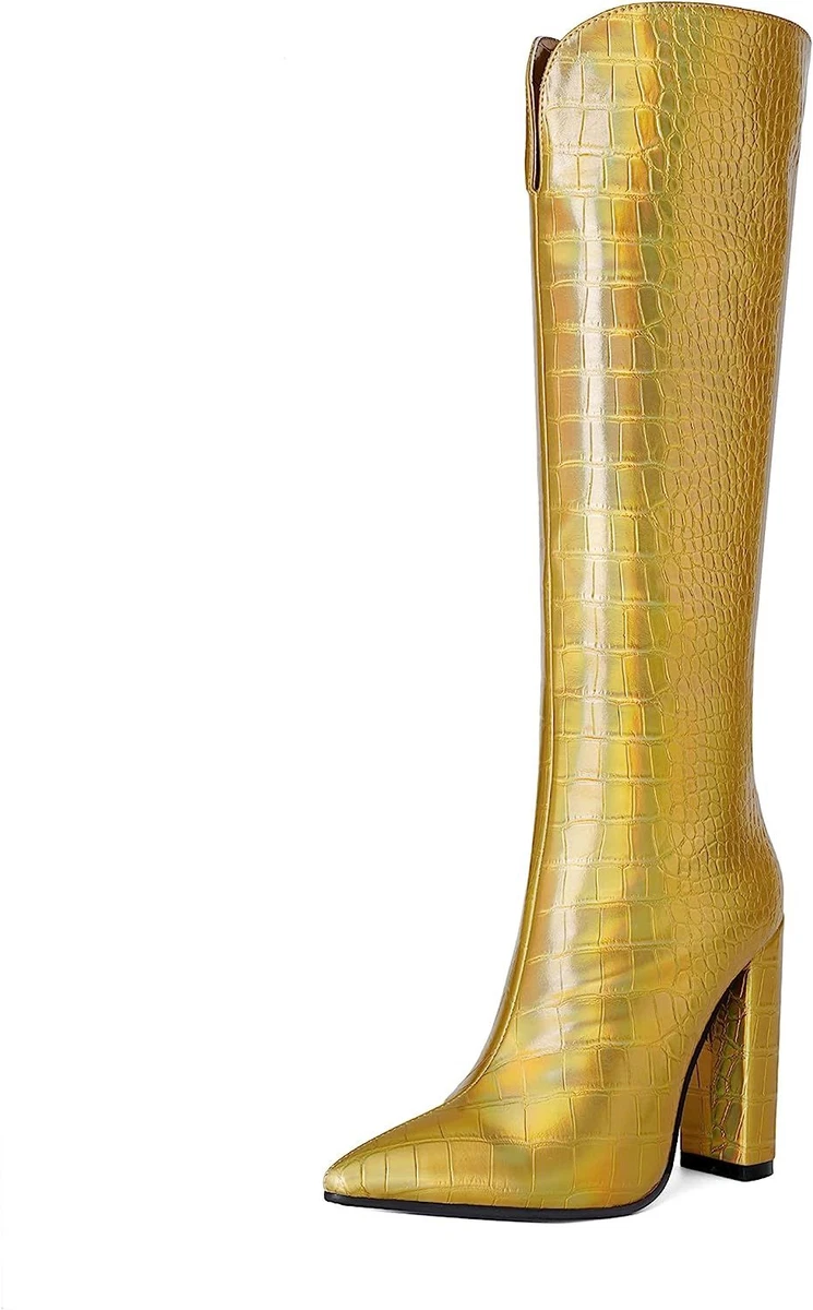 Knee high slim calf boots cheap