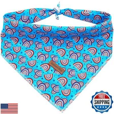 Lionheart Glory American Flag Dog Bandana - 1 Pack Washable Soft Scarf, Squar