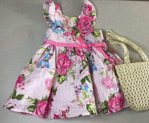 LILT - Toddler Girls Pink Floral Puffy Dress With Purse - Size 2T - New No Tags - Picture 1 of 8