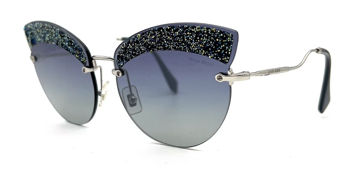Miu Miu Cat Eye Sunglasses MU53RS VAF1C0 52 Miu Miu MU 52YS L (54 - 21) with Blue lenses and Pink frame  main image 3