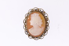 Vintage Placcato Oro 800 Argento 3.5cm X 2.9cm Antico Cammeo Spilla Ciondolo