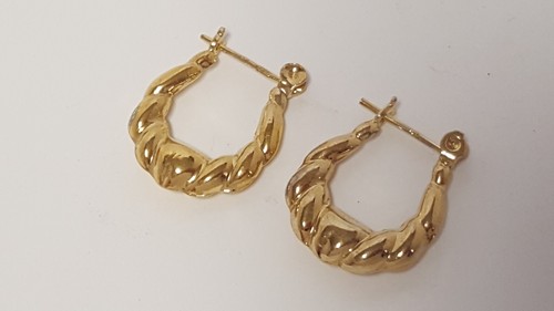 Orecchini a cerchio gamberetti vermeil argento sterling oro con cerniera pali leva 925 GT 3/4" - Foto 13 di 21