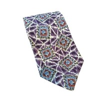 Daniel Craig Purple White Blue Geometric 100 Silk Italy Men  s Tie Handmade