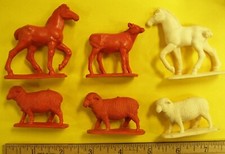 Vintage Marx Playset horses and farm animals red white solid soft plastic
