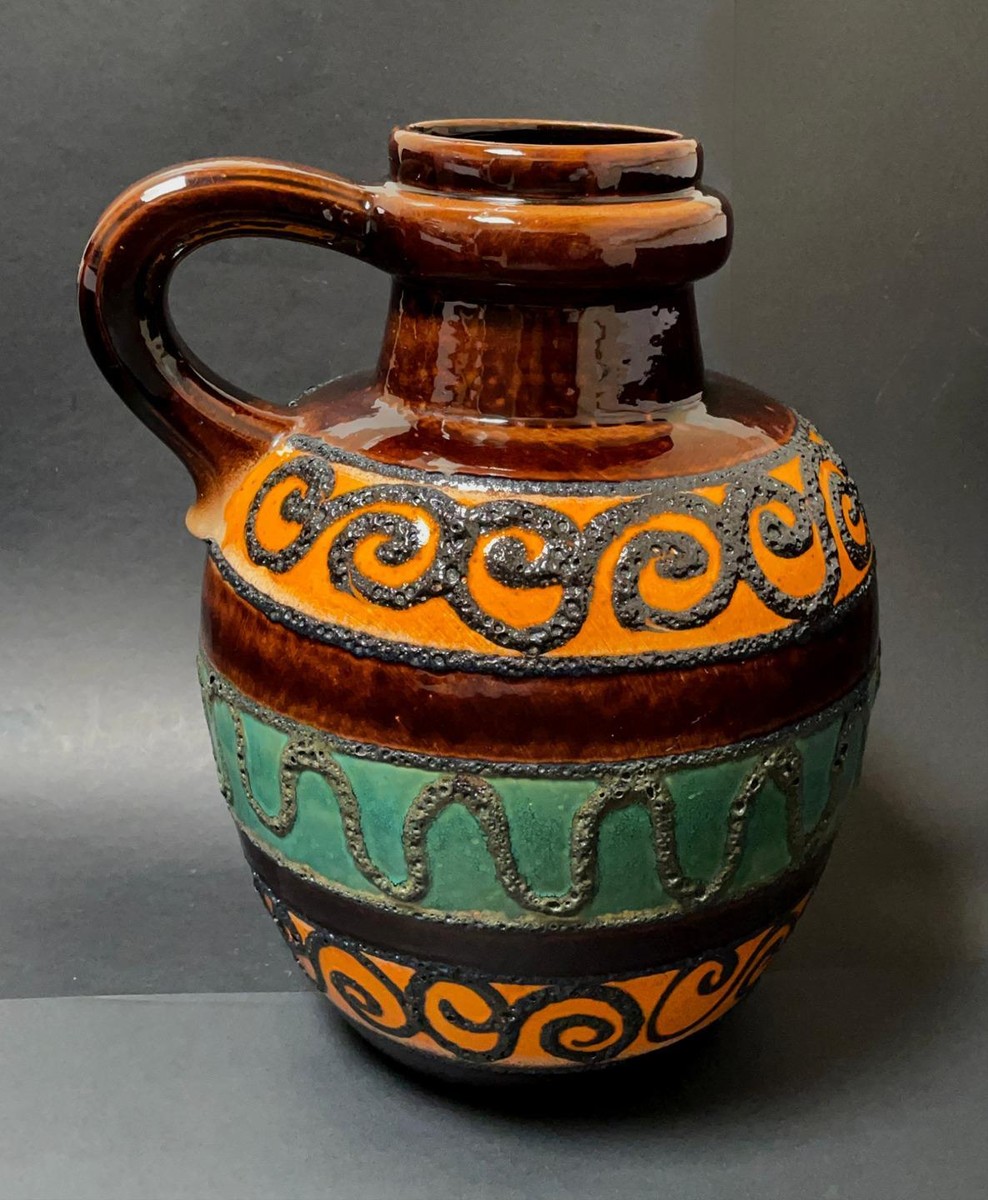 SCHEURICH WEST GERMAN POTTERY FAT LAVA GLAZE LARGE FLOOR VASE 486