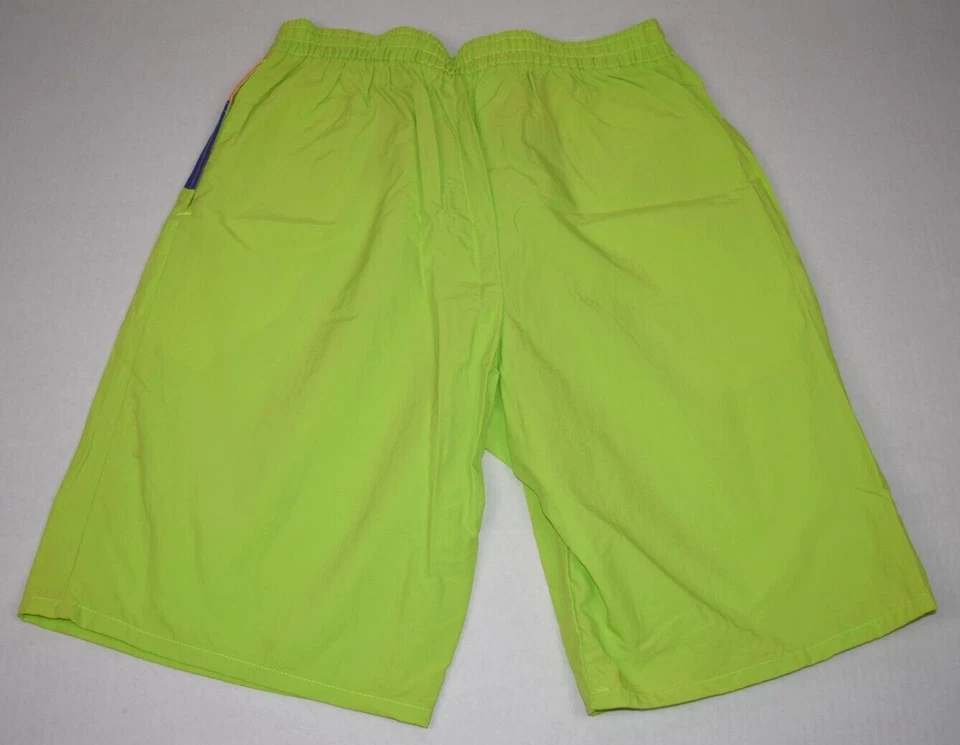 Vintage Le TIGRE Swimsuit Size M 32-34 80s 90s Neon Green Orange Blue Trunks - Image 3 of 4