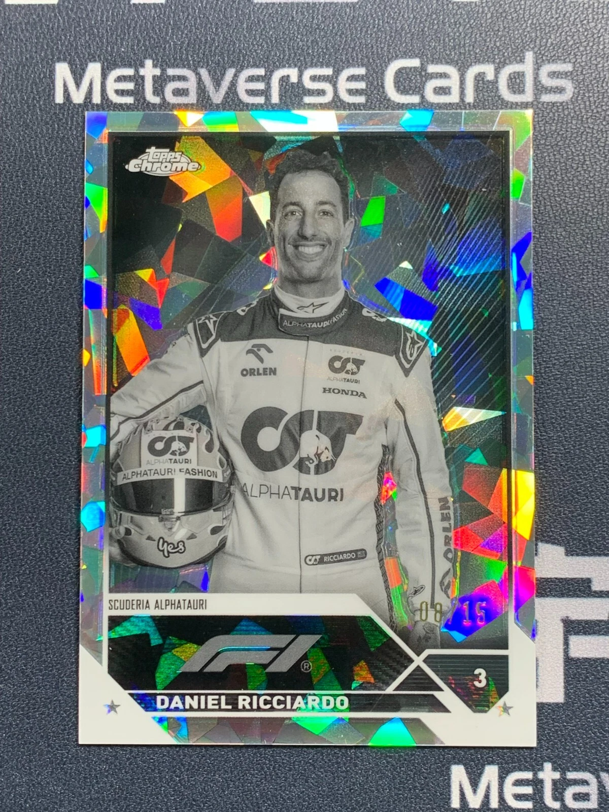 2023 Topps Chrome Sapphire Edition F1 Daniel Ricciardo #69 Black & White 8/15