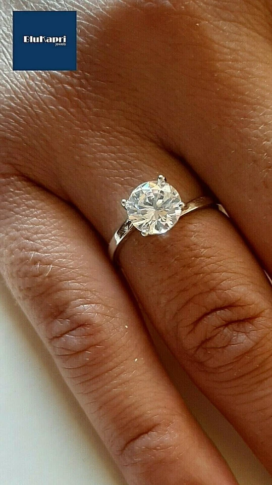 Anello Donna in Argento 925 Solitario 3,5 kt 10mm - Immagine 2 di 4