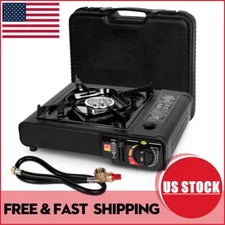 Portable Camping Stove Dual Fuel Stove with Case & 26in Propane Regulator Hose