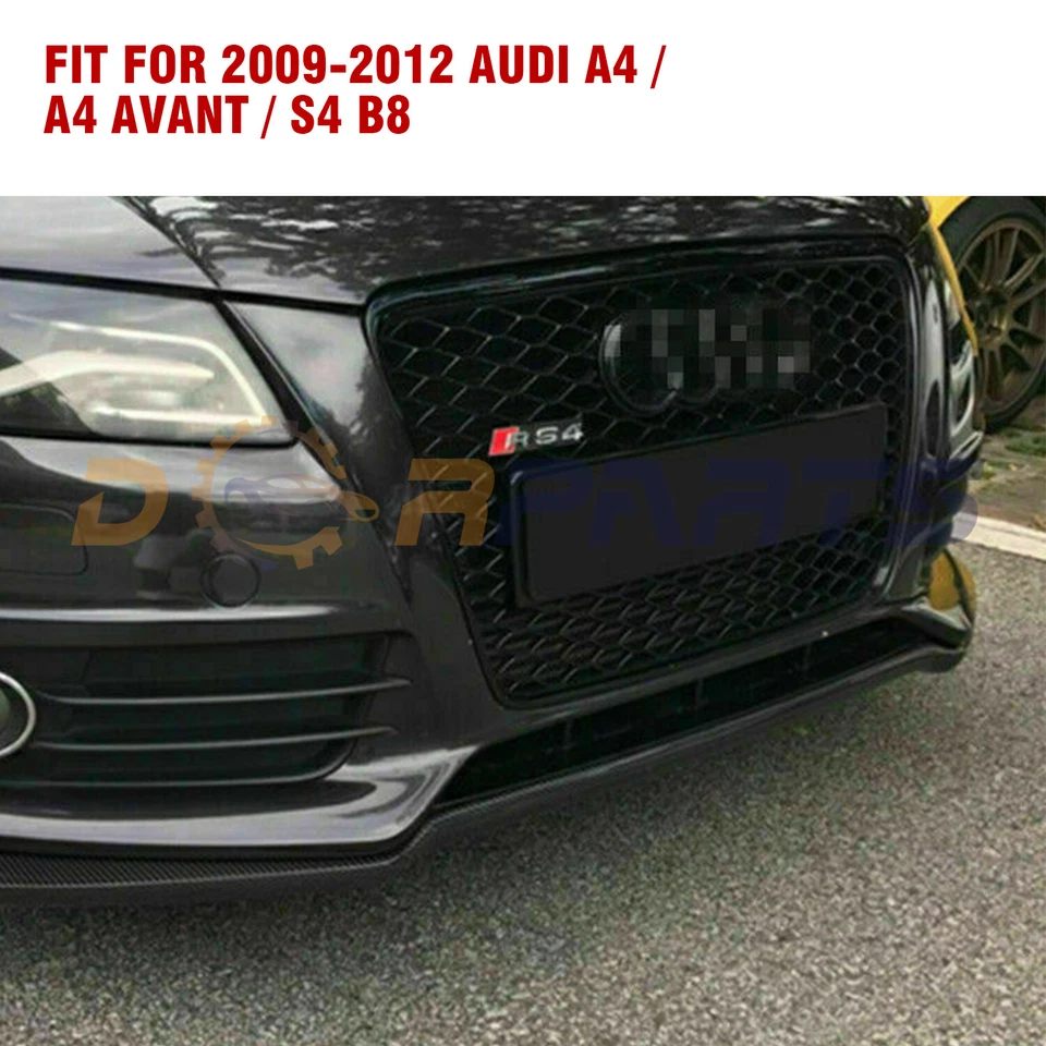 FRONT MESH RS4 STYLE BUMPER HOOD HEX GRILLE BLACK FOR 2009-2012 AUDI A4/S4 B8 8T - Image 2 of 4