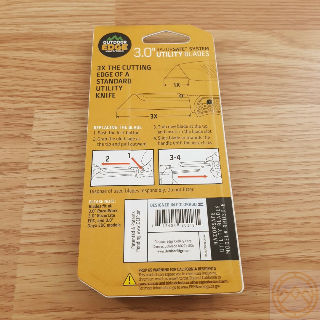 Outdoor Edge Razor Pack Six utility Blades Replacement Hang Packaged RRU306