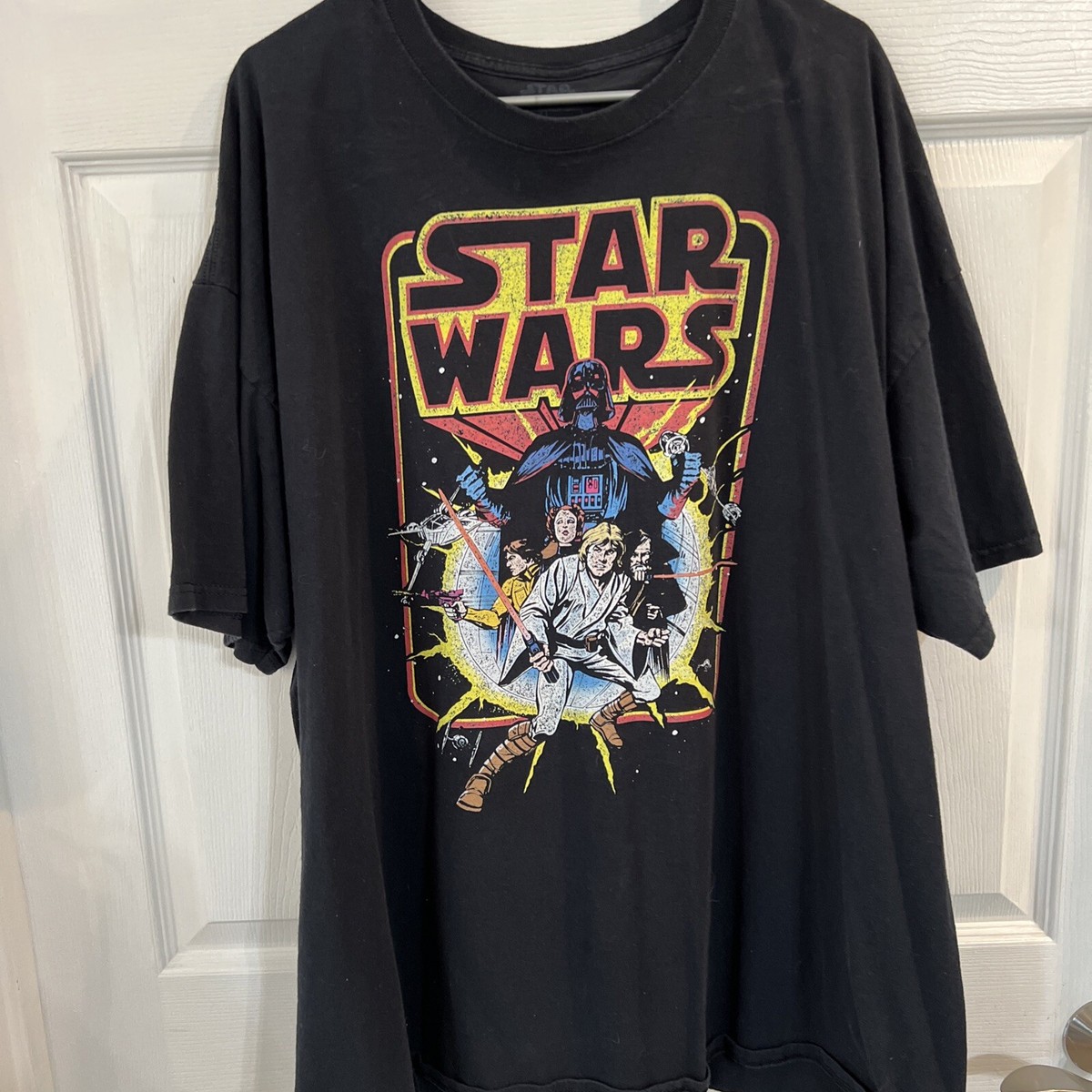 Star Wars black T-shirt vintage scene XXXL Luke Leia Darth Vader