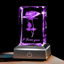 3D Rose Crystal LED Colorful Light Birthday, Anniversary Gift for Girlfriend