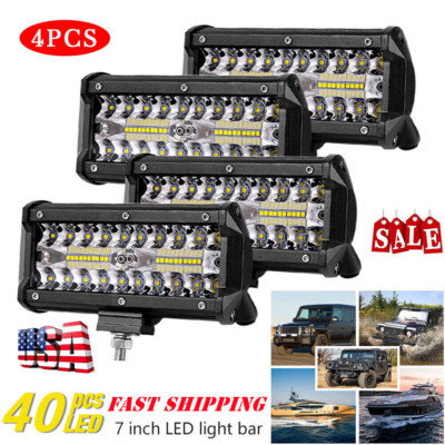 7Inch 2400W LED Work Light Bar Flood Spot Pods Offroad Fog Driving ATV Truck