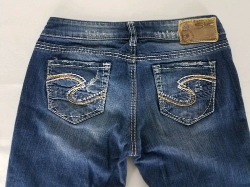 Pantalones de mezclilla plateados Aiko ajustados azules desgastados rasgados talla W25 x L31 - Imagen 10 de 12