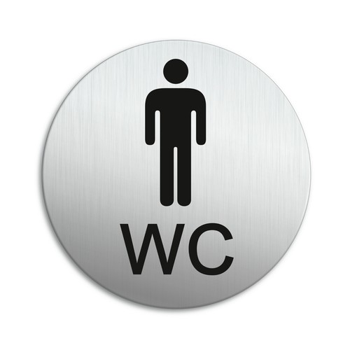 Door Sign Restroom Toilet WC Men Gentlemen | Ø 100mm Aluminium self-adhesive - Picture 1 of 1