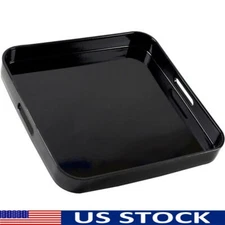 Lacquer Square Serving Tray Black 13.5x13.5 Lightweight Drink Appetizer Decor US