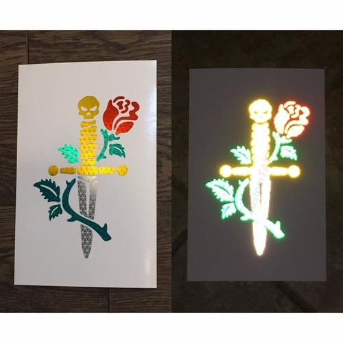High Intensity REFLECTIVE Skull Dagger Rose Decals Stickers Window Car Moto Bike - Picture 2 of 6