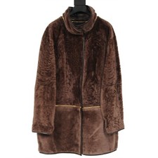 Escada Women Lamb Fur Coat Eu44 Us14 Brown Leather Lined 3/4 Zip Off Jacket