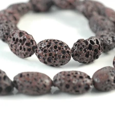 18X13MM BROWN VOLCANIC BASALTIC LAVA GEMSTONE OVAL 18X13MM LOOSE BEADS 16inch