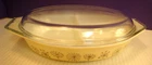 Vintage Pyrex Dandelion Pattern Divided Casserole Dish with Lid 1  1/2 Quart~USA
