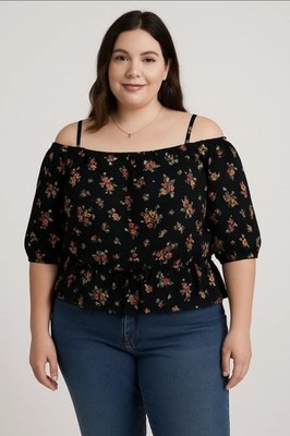 By & By Womans Blouse Top Size Large Black Long Sleeve Floral NWT Lightweight