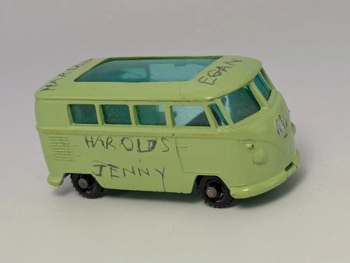 Vintage Matchbox Green VW Volkswagen VAN BUS CARAVETTE #34 Lesney No Doors
