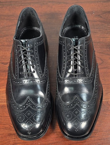 Florsheim Mens Lexington Wingtip Oxford Shoes Black Leather Size 9.5 D 17066-01 - Picture 5 of 10